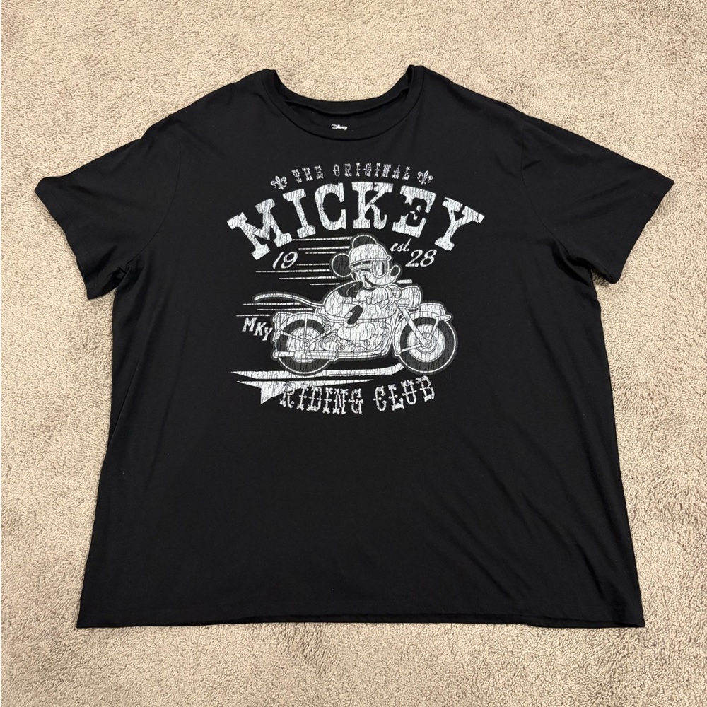 Torrid Disney Mickey Mouse Riding Club Women’s Plus Size 3X Black T-Shirt EUC!